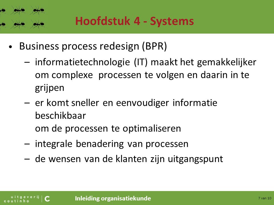 Hoofdstuk 4 - Systems Business process redesign (BPR)