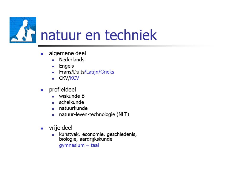 natuur en techniek algemene deel profieldeel vrije deel Nederlands