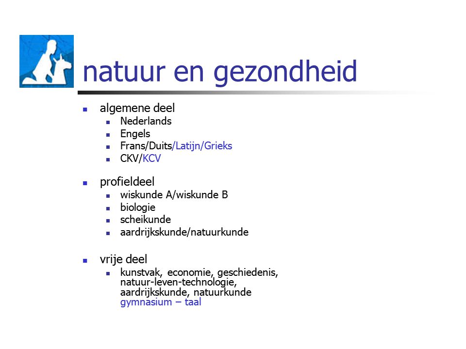 natuur en gezondheid algemene deel profieldeel vrije deel Nederlands