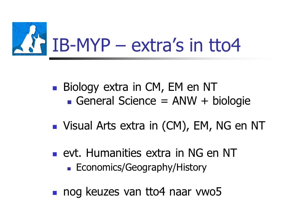 IB-MYP – extra’s in tto4 Biology extra in CM, EM en NT