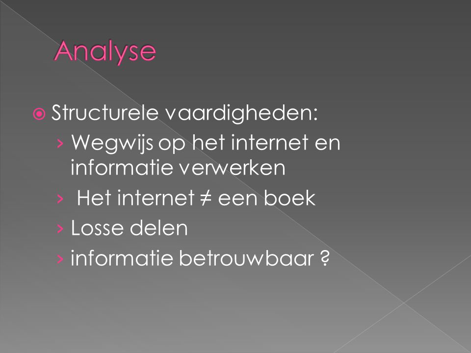 Analyse Structurele vaardigheden: