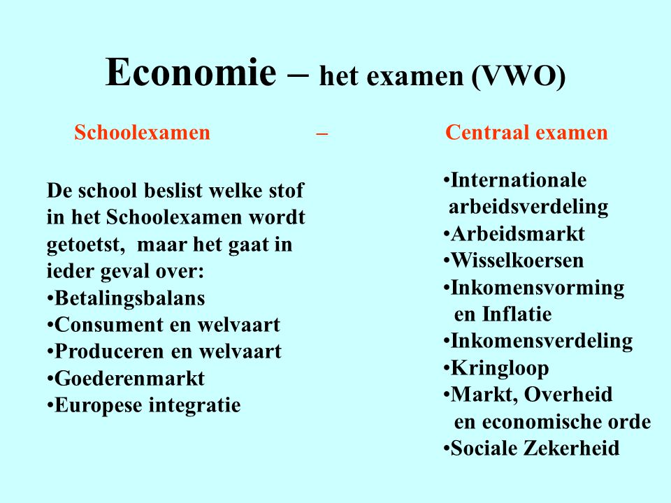 Economie – het examen (VWO)