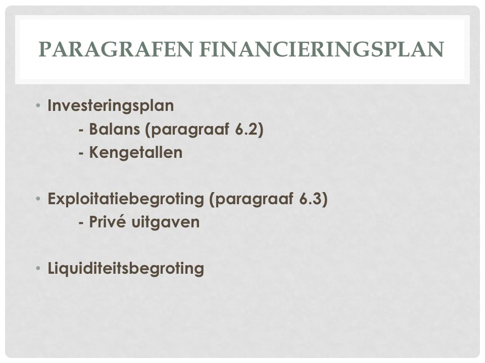 Paragrafen Financieringsplan