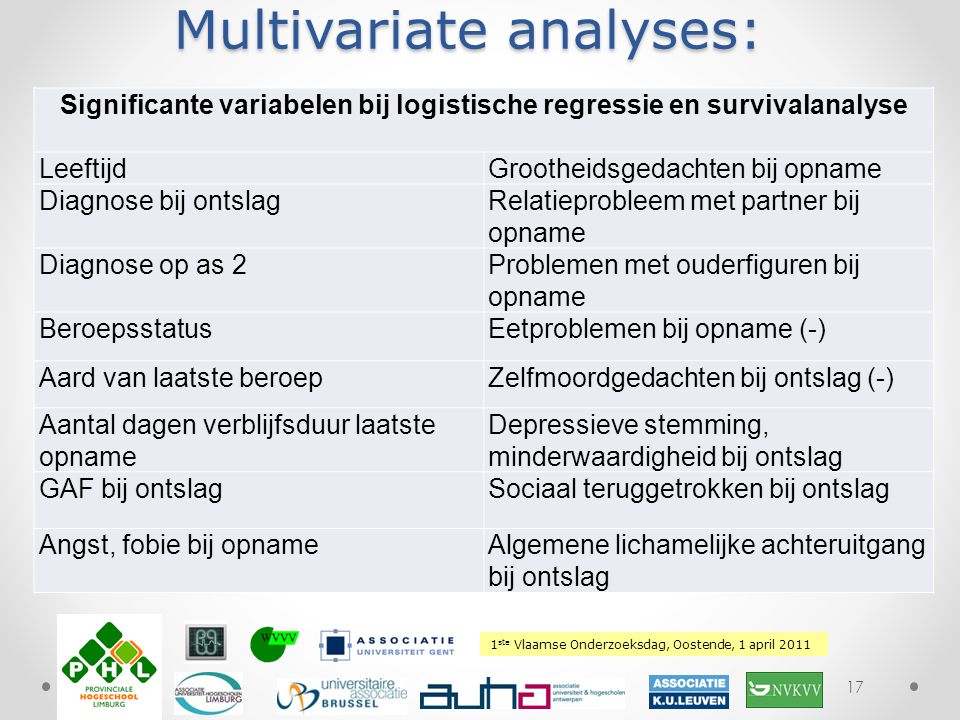 Multivariate analyses: