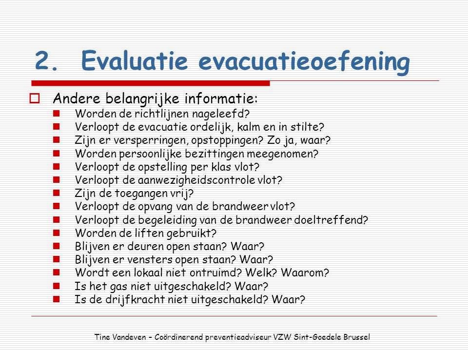 2. Evaluatie evacuatieoefening