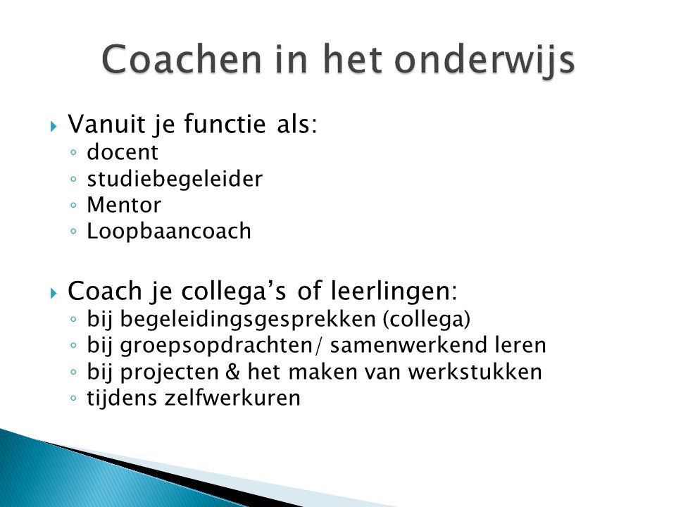 Coachen in het onderwijs