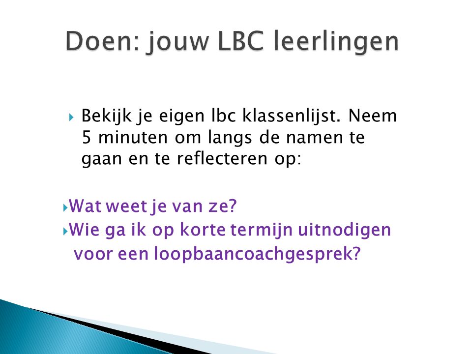 Doen: jouw LBC leerlingen