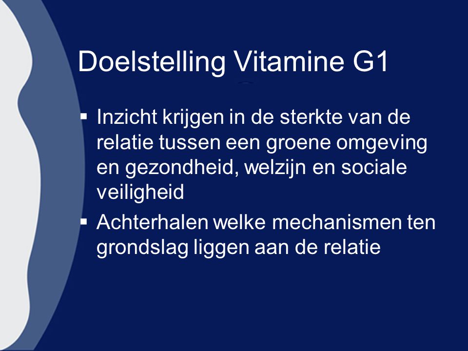 Doelstelling Vitamine G1