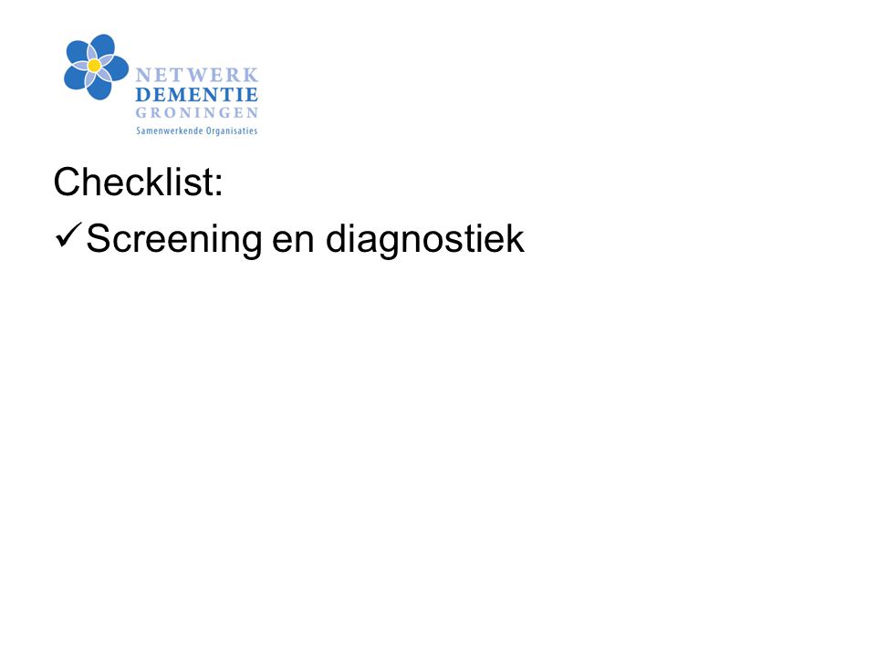 Checklist: Screening en diagnostiek