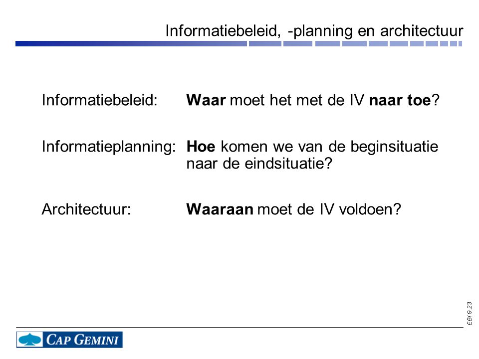 Informatiebeleid, -planning en architectuur