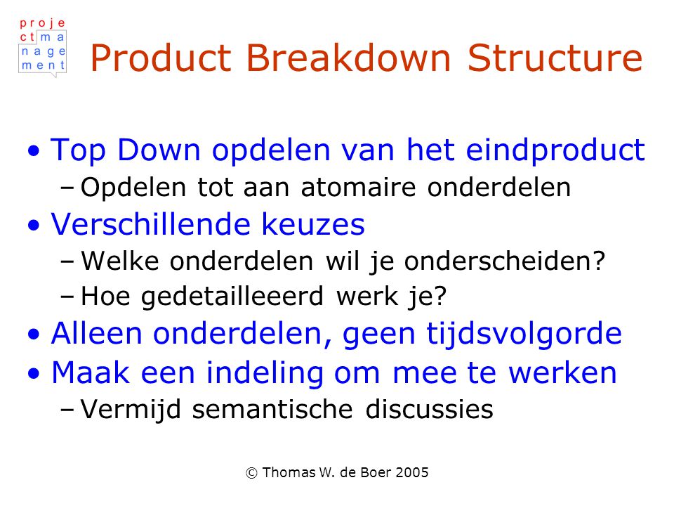 Product Breakdown Structure