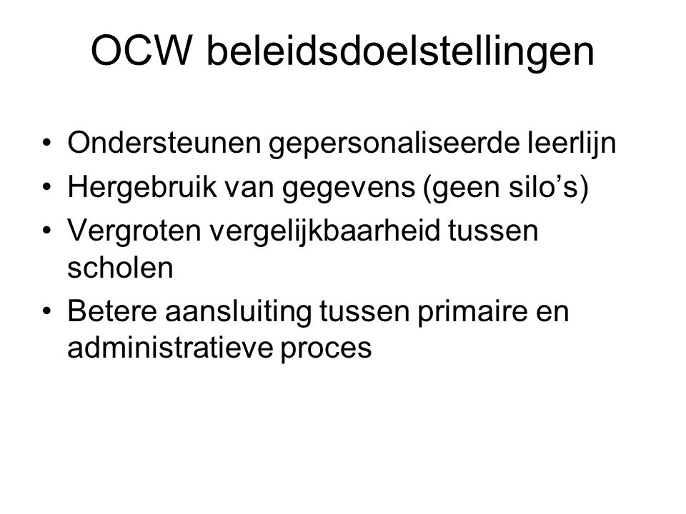 OCW beleidsdoelstellingen