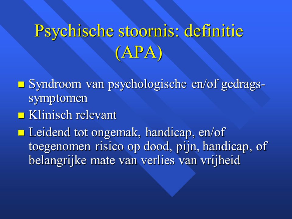 Psychische stoornis: definitie (APA)