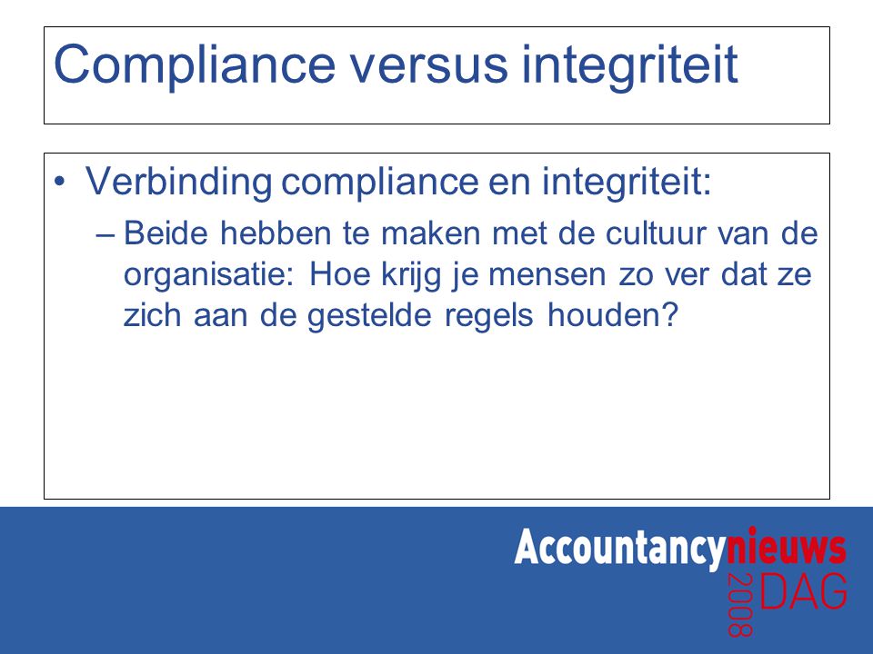 Compliance versus integriteit