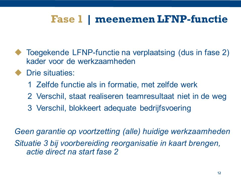 Fase 1 | meenemen LFNP-functie