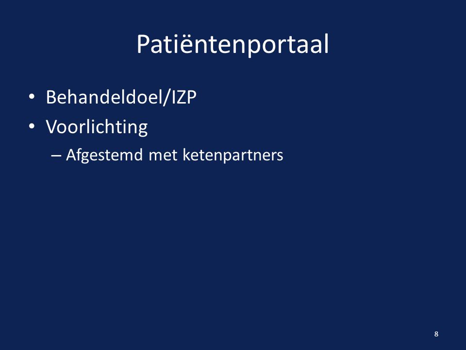 Patiëntenportaal Behandeldoel/IZP Voorlichting