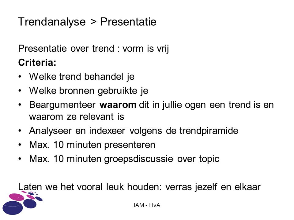 Trendanalyse > Presentatie
