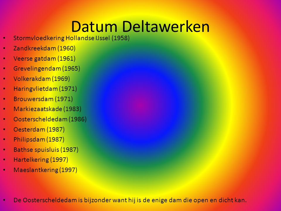 Datum Deltawerken Stormvloedkering Hollandse IJssel (1958)