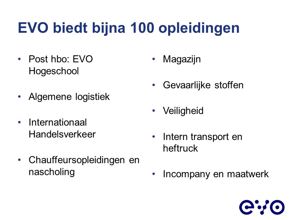 EVO biedt bijna 100 opleidingen