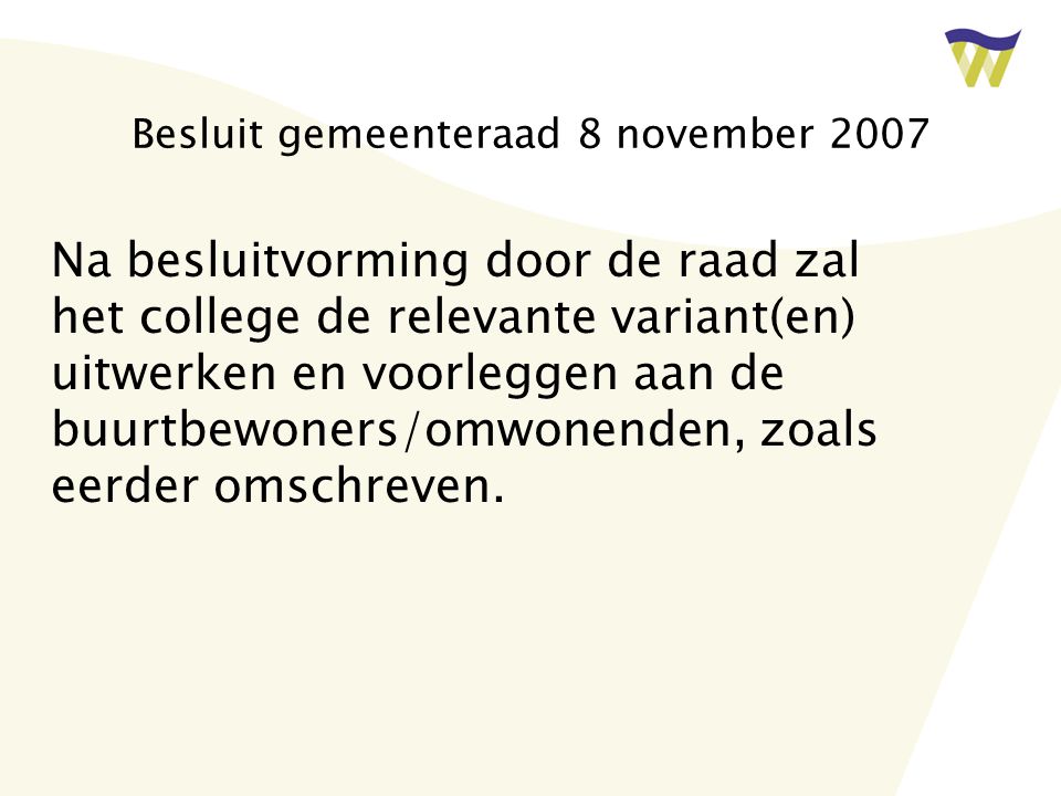Besluit gemeenteraad 8 november 2007