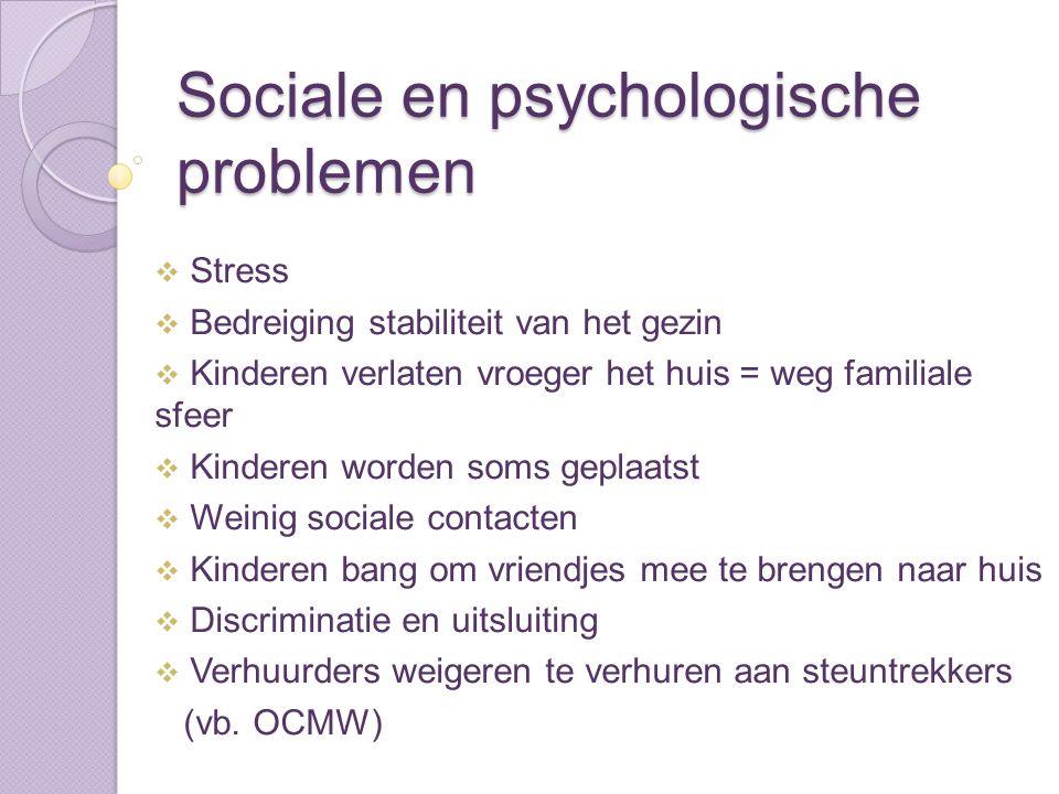 Sociale en psychologische problemen