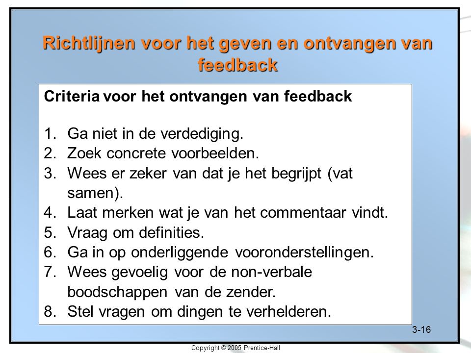 Richtlijnen voor het geven en ontvangen van feedback