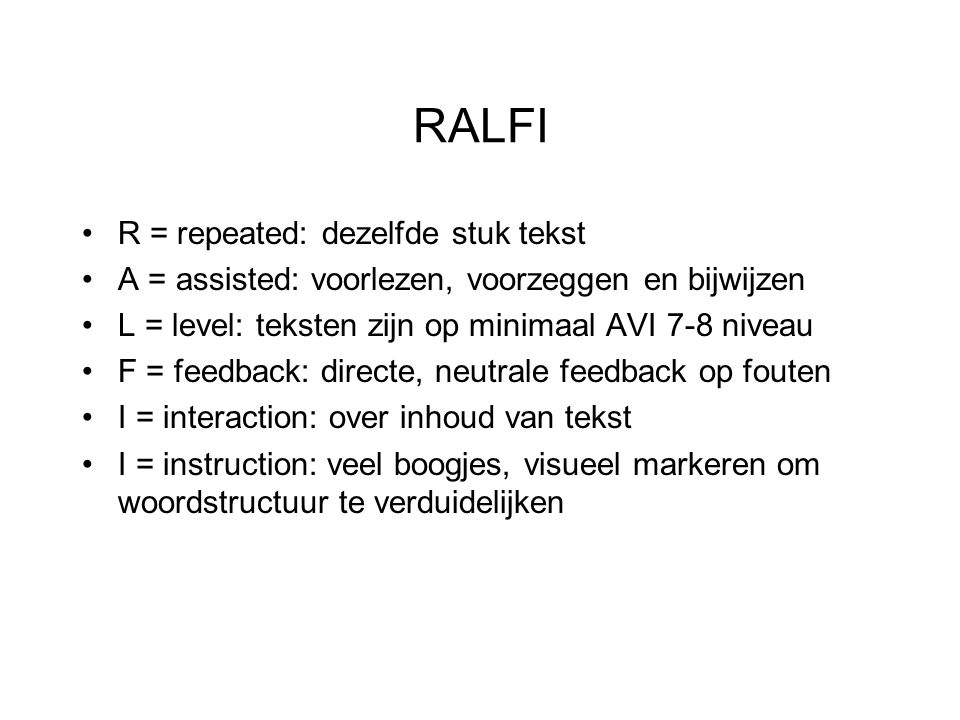 RALFI R = repeated: dezelfde stuk tekst