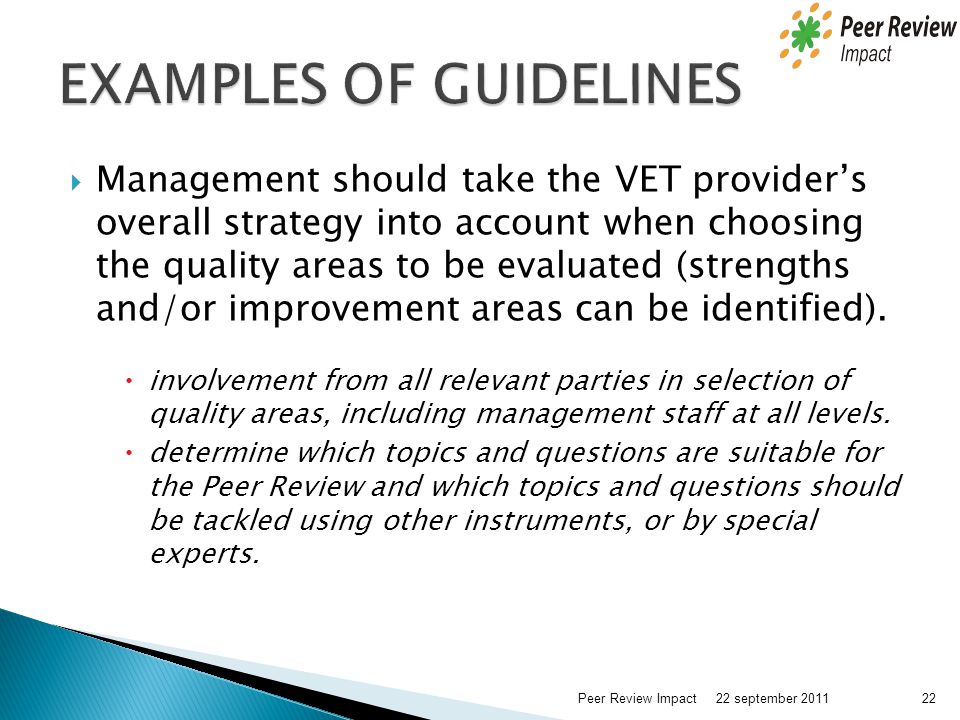 EXAMPLES OF GUIDELINES