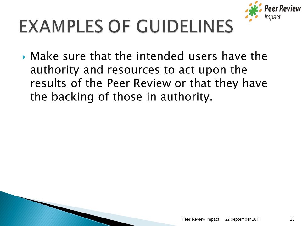 EXAMPLES OF GUIDELINES