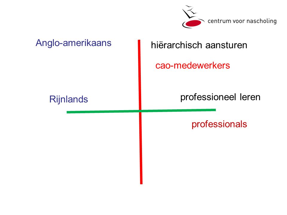 Anglo-amerikaans hiërarchisch aansturen cao-medewerkers professioneel leren Rijnlands professionals