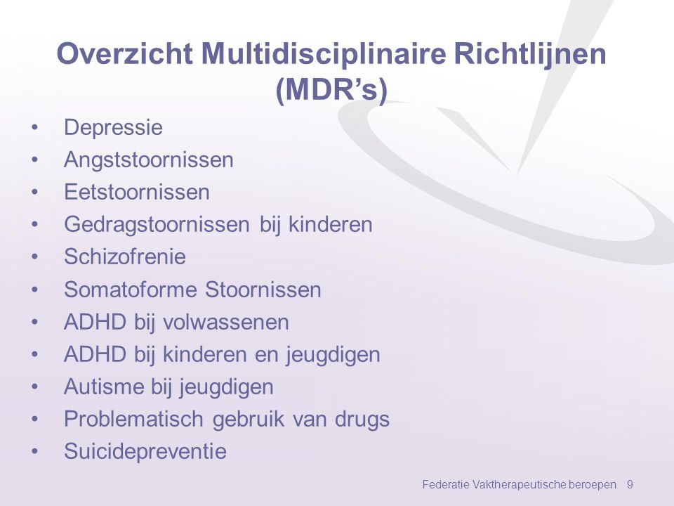 Participatie FVB In De Ontwikkeling Van Multidisciplinaire Richtlijnen ...