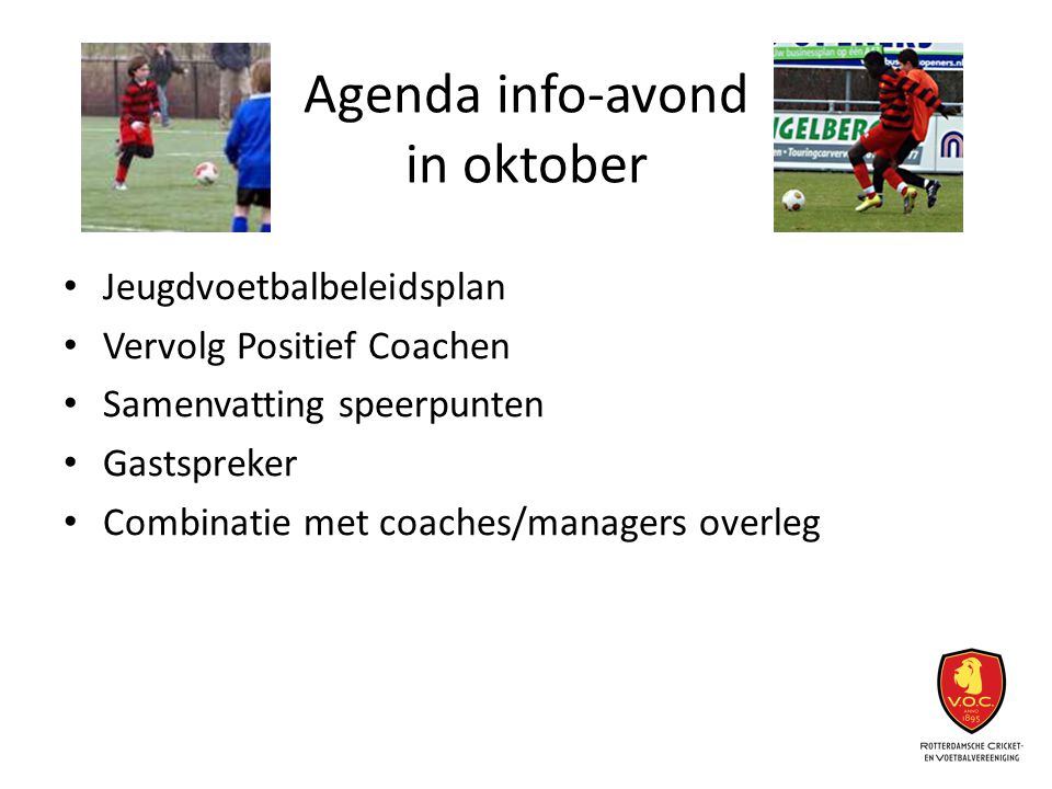 Agenda info-avond in oktober