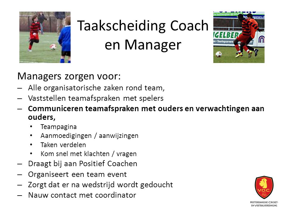 Taakscheiding Coach en Manager