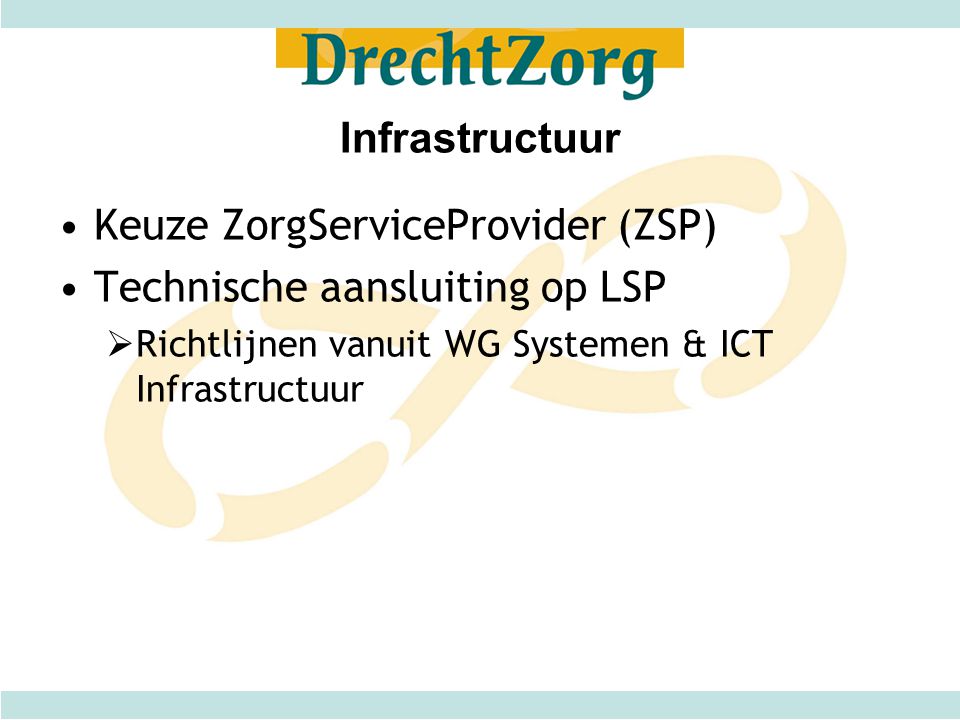 Keuze ZorgServiceProvider (ZSP) Technische aansluiting op LSP