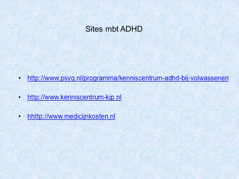 Sites mbt ADHD
