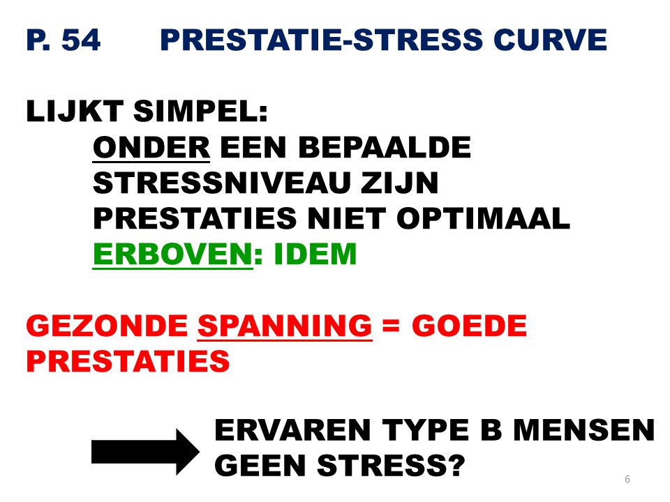 P. 54 PRESTATIE-STRESS CURVE