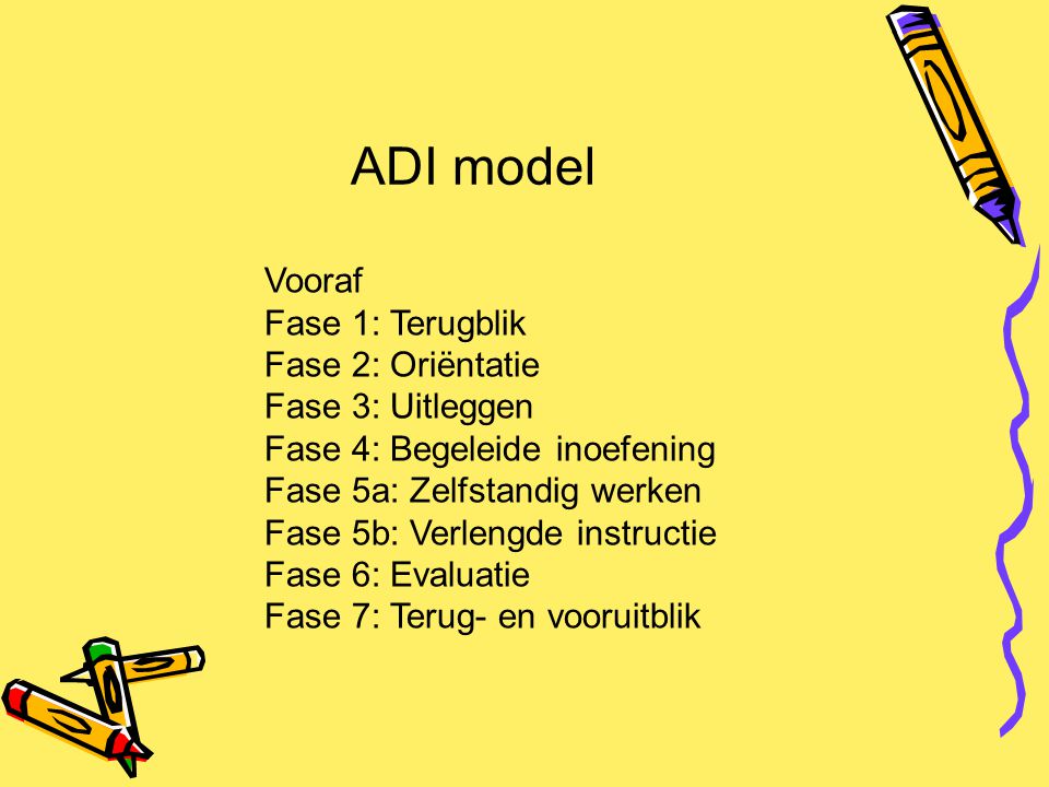ADI model Vooraf Fase 1: Terugblik Fase 2: Oriëntatie