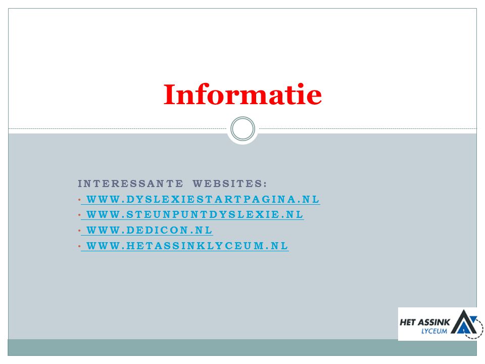 Informatie Interessante websites: