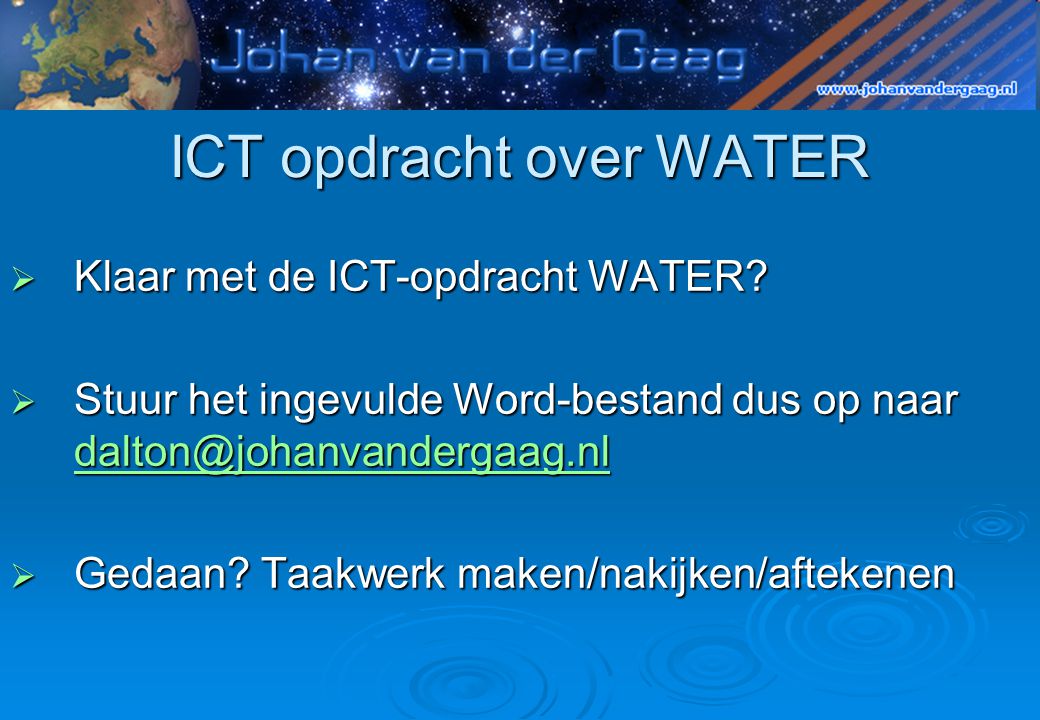 ICT opdracht over WATER