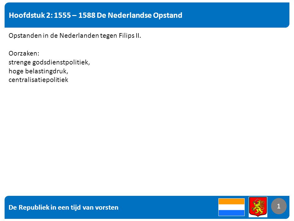 Hoofdstuk 2: 1555 – 1588 De Nederlandse Opstand