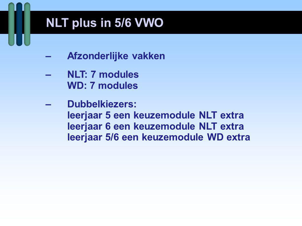 NLT plus in 5/6 VWO – Afzonderlijke vakken