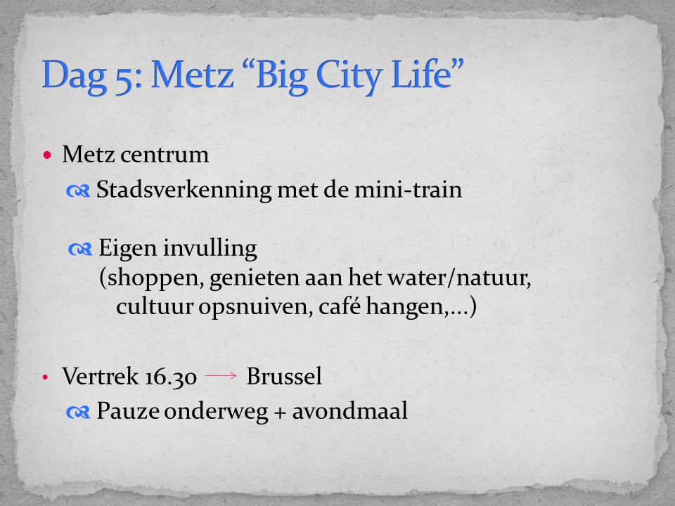 Dag 5: Metz Big City Life