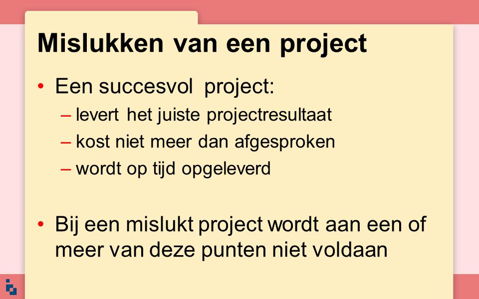 Mislukken van een project