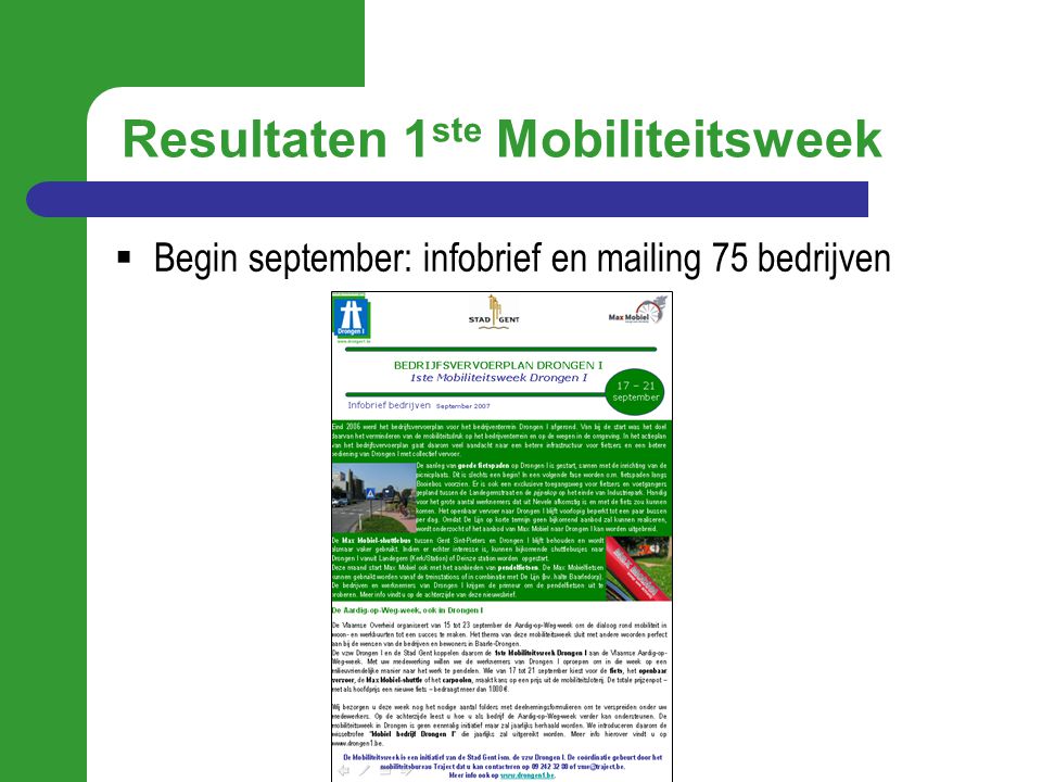 Resultaten 1ste Mobiliteitsweek