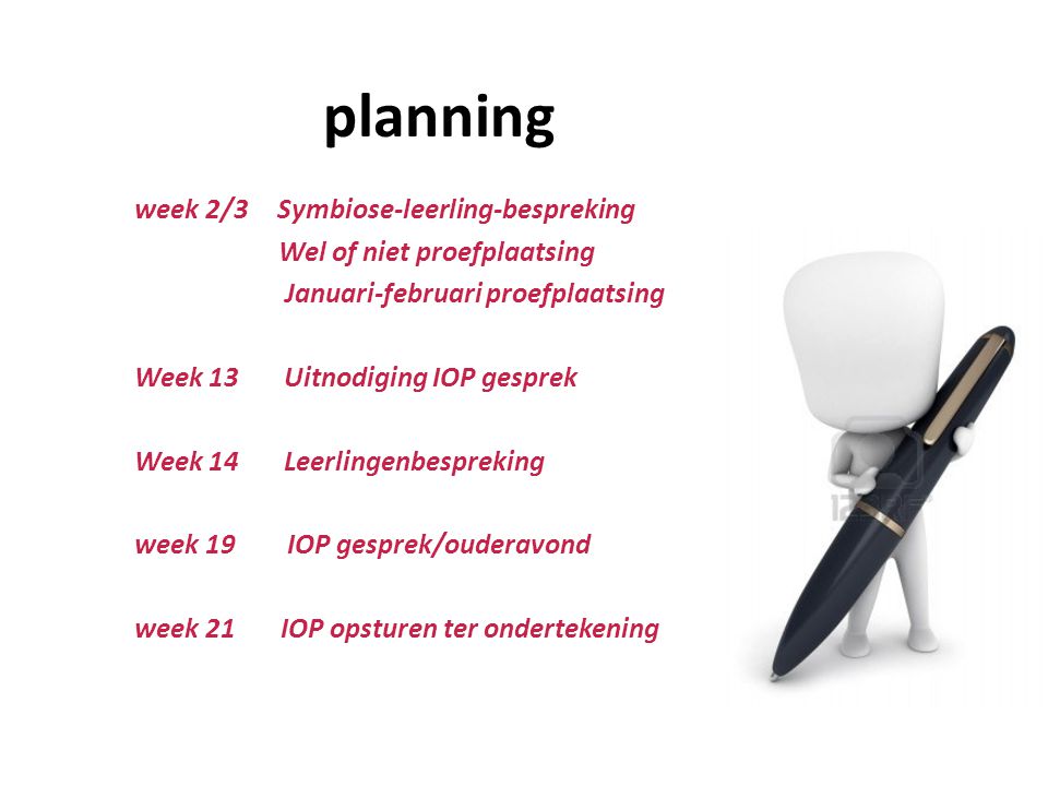 planning week 2/3 Symbiose-leerling-bespreking
