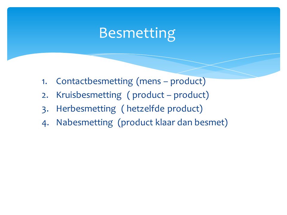 Besmetting Contactbesmetting (mens – product)