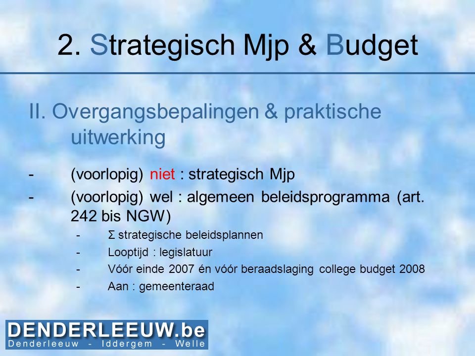 2. Strategisch Mjp & Budget