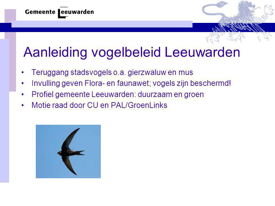 Aanleiding vogelbeleid Leeuwarden