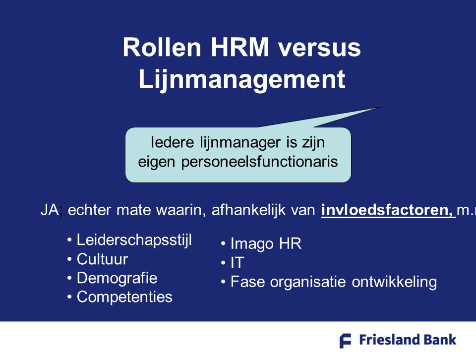 Rollen HRM versus Lijnmanagement