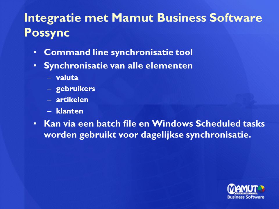 Integratie met Mamut Business Software Possync